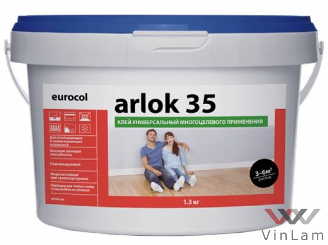 Клей Eurocol 35 Arlok водно-дисперсионный клей (LVT, SPC, WPC) 1,3кг - фото 1