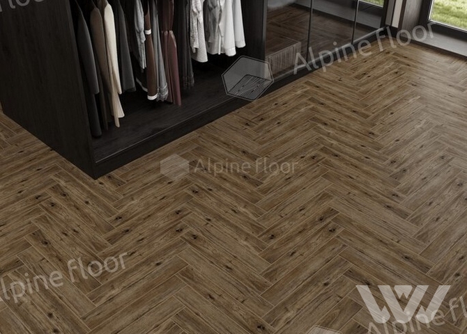 Фото №1 - Ламинат Alpine Floor Herringbone 8 Дуб Бордо LF102-10                      