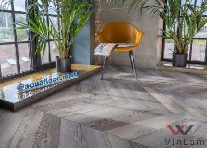 Фото №1 - Виниловое покрытие AQUAFLOOR Parquet Chevron Glue AF2552PGCh