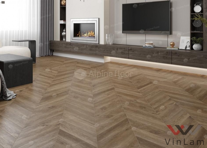 Фото №1 - Виниловая плитка Alpine Floor CHEVRON ALPINE Дуб Макадамия ECO 18-5