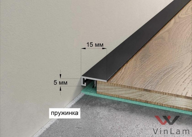 Фото №1 - Микроплинтус MICRO 15 CLASSIC Светло-золотой анодированный