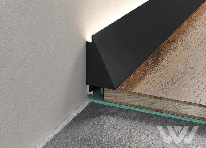 Фото №1 - Теневой плинтус Laconistq Strong черный анод. под Led подсветку усиленный 58х15х3000мм